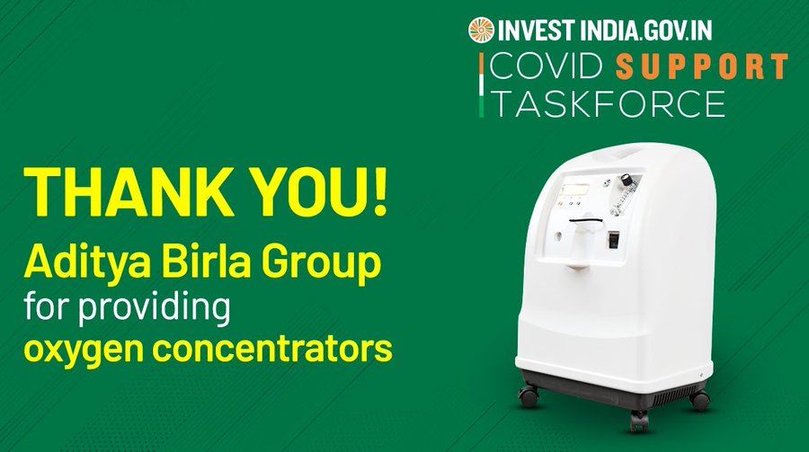 Aditya Birla Group, facilitated by Invest India, is reinforcing India’s COVID19 relief efforts!