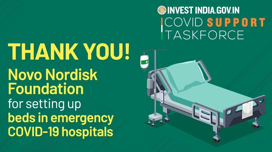 Novo Nordisk Foundation, supported by Invest India, is bolstering India’s healthcare infrastructure amid the ongoing COVID19 pandemic!