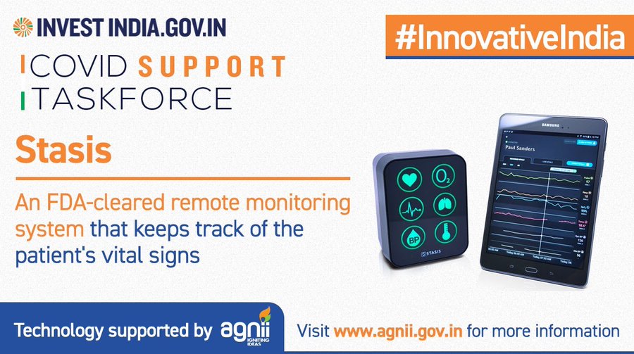 Stasis ensuring efficient healthcare delivery for COVID19 patients by measuring 6 key vital signs in a single monitor.