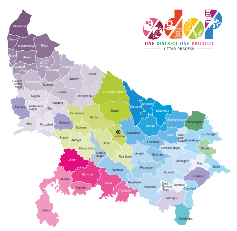 Uttar Pradesh District Map - ODOP (One District One Product)