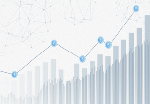 India's rise as a tech investment hub, featuring a bar chart with rupee icon and a digital tech background