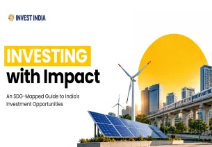 SDG India investment opportunity banner featuring renewable energy infrastructure and India's skyline