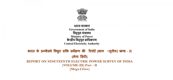 Report on Nineteenth Electric Power Survey of India (Mega Cities)