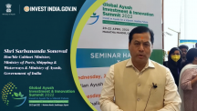 Shri Sarbananda Sonowal speaking at the Ayush Summit 2022